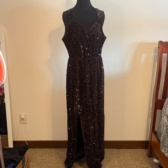 Baltic Born Dresses & Skirts - Baltic Born Sequin Maxi Dress in Deep Brown